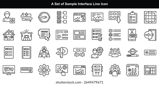 Conjunto de Ícones de Linha de Design da Interface do Usuário