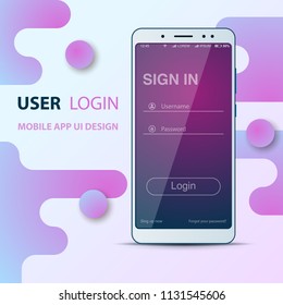 User Interface design. Smartphone icon. Login and password. Vector eps 10