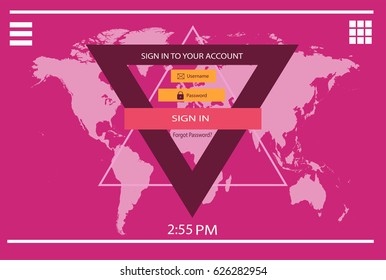 User Interface design vector, pink color technology