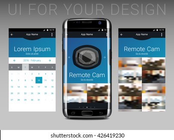 User Interface design for your mobile application. Remote camera.
UI design concept. Mobile app design. Vector Illustration, eps10, contains transparencies.