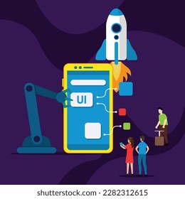 User Interface development project 2d vector illustration concept for banner, website, illustration, landing page, flyer