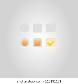 User interface elements: Buttons, Switchers, On, Off