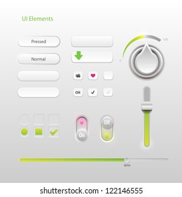 User Interface Elements: Buttons, Switchers, On, Off, Player, Audio, Video