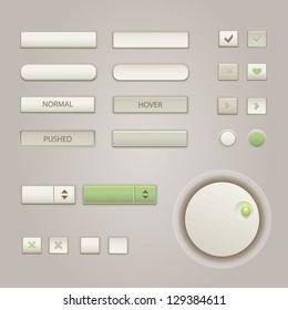 User interface elements: Buttons, Switchers, On, Off, Player, Audio, Video