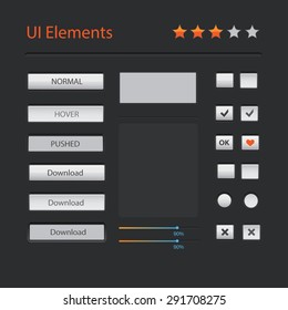 User interface elements: Buttons, Switchers, On, Off, Player, Audio, Video