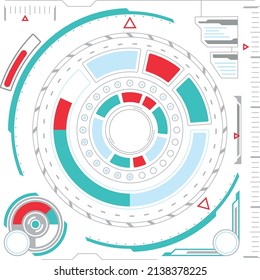 User interface elements. Digital hud with circular scale