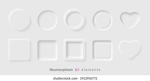 User interface elements for mobile app. Neumorphism User interface design kit. Neumorphism UI UX  icons set.