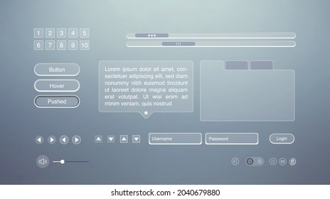 User interface elements for mobile app. UI icons set. Vector. Simple modern design. For mobile, web, social media, business. Neumorphism. Flat style eps10 illustration. White color. tools and buttons.