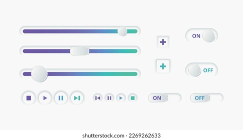  Elemente der Benutzeroberfläche. Schaltfläche für Scrollbar-Element. Interaktionstechnik oder Widget für das Scrollen von Inhalten auf Webseiten, Desktop oder mobilen Anwendungen. Navigationselement.