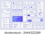 User interface elements set for Banking mobile app or web. Kit template with HUD, financial statistic and management, credit card balance, limits, payments. Pack of UI, UX, GUI. Vector components.