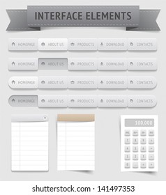 User interface elements. Vector saved as EPS-10, file contains objects with transparency (shadows etc.)