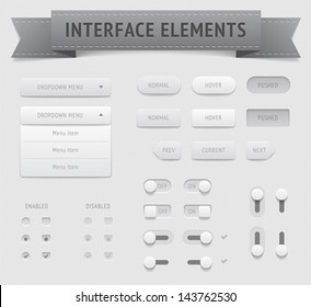 User interface elements. Vector saved as EPS-10, file contains objects with transparency (shadows etc.)