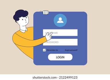User interface for entering personal information to login into website or account. Concept of secure login and password protection.