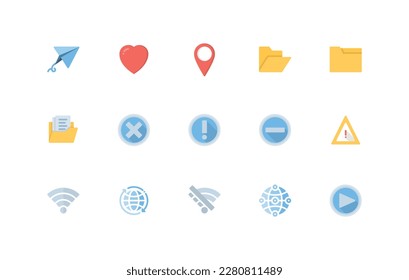 user interface essential icon set in flat style