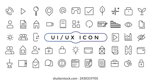 User Interface Essential Icon Set. Line Outline Icons. For App, Web, Print. UI UX Icon collection.