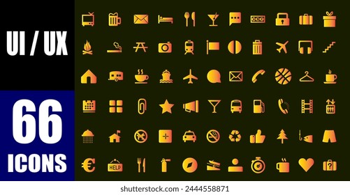 User Interface Essential Set. gold icons.