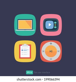 User interface flat icons set