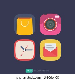 User interface flat icons set