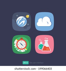 User interface flat icons set