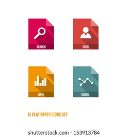 User Interface Flat Paper Icons Set - UI - Vector Illustration - Infographic Elements