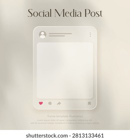 User Interface Frame Social Media Post Mockup template Glassmorphism style with Shadow Overlay design Illustration