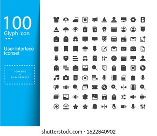 user interface glyph icon set 