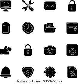User Interface glyph icon set pack