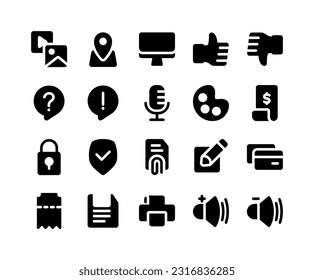 User interface glyph icons for any purpose, Perfect for website and ui design.