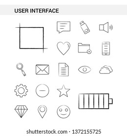 User Interface  hand drawn Icon set style, isolated on white background. - Vector