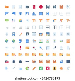 user interface, home screen, basic ui and essential ui vector icon set design flat style. perfect use for presentation, website, and more. modern icon set design color style