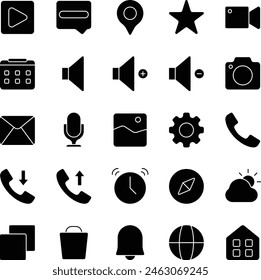 User interface home screen fill icon set vector illustration stock