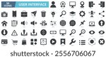 User interface icon collection set. Containing user,medal,computer,placeholder,log out,camera,briefcase icon. Simple glyph vector