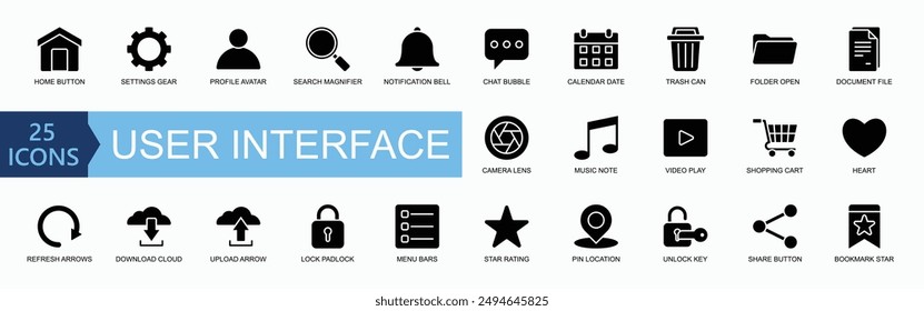 User Interface Icon Collection Set. Simple Line Vector.