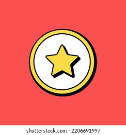 User Interface Icon. Glyph Icon Style. Basic Icon. Star Icon. The yellow star in the circle. Solid background.