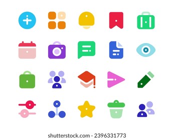 User Interface Icon Pack Colored Style. Material Icon Collection, Perfect for Websites, Landing Pages, Mobile Apps, and Presentations. Suitable for UI UX.