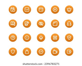 Estilo de contorno circular de degradado de paquete de iconos de interfaz de usuario. Colección de conjuntos de iconos de material, perfecta para sitios web, páginas de inicio, aplicaciones móviles y presentaciones. Adecuado para UI UX.