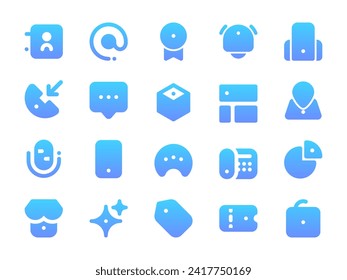 User Interface Icon Pack Gradient Filled Style. Collection of Essential Icon Sets, Perfect for Websites, Landing Pages, Mobile Apps, Presentations and for UI UX Needs.