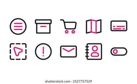 ícone da interface do usuário estilo de cor do contorno do pacote