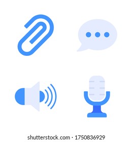 user interface icon set = attach, chat bubble, audio, microphone