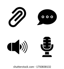 user interface icon set = attach, chat bubble, audio, microphone