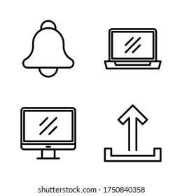 user interface icon set = bell, laptop, monitor, upload