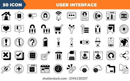 User Interface icon set. Containing UI, app, web,and more. Duotone vector icons collection.