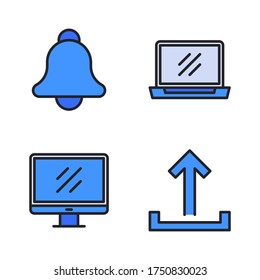 user interface icon set (Filled Line) = bell, laptop, monitor, upload