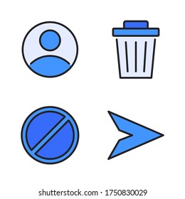 user interface icon set (Filled Line) = user, trash, forbidden, send