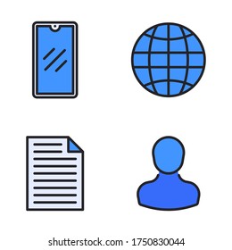 user interface icon set (Filled Line) = smartphone, browser, file, user
