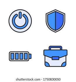 user interface icon set (Filled Line) = power, shield, battery, briefcase
