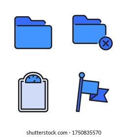 user interface icon set (Filled Line) = folder, folder clos, weight scale, flag