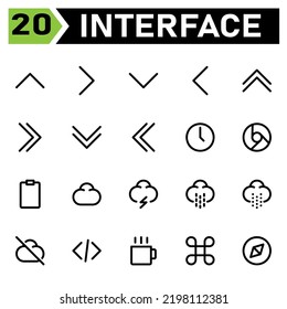 User interface icon set include chevron, up, arrows, user interface, right, down, left, clock, date, time, chrome, google, browser, clipboard, checklist, tasks, cloud, weather, lightning, thunder