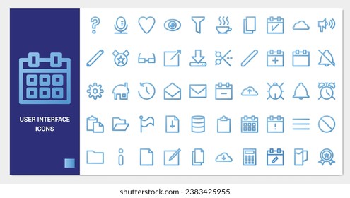 User interface icon set. line gradient icon collection. Containing calendar, megaphone, cloud, alarm and microphone icons. 