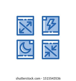 User Interface Icon Set , Maximize, Minimize, Night Mode , Energy ,Vector Illustration.